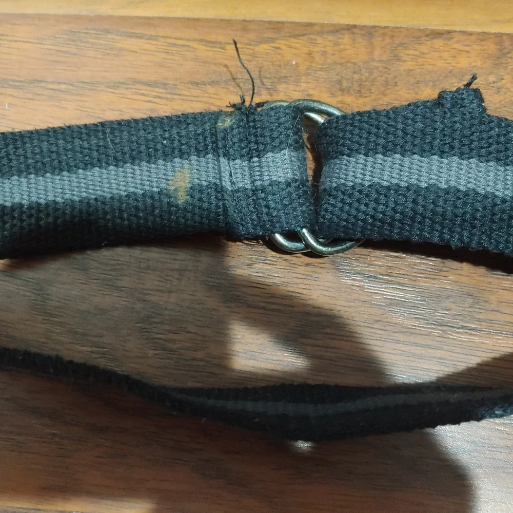 black & gray fabric belt